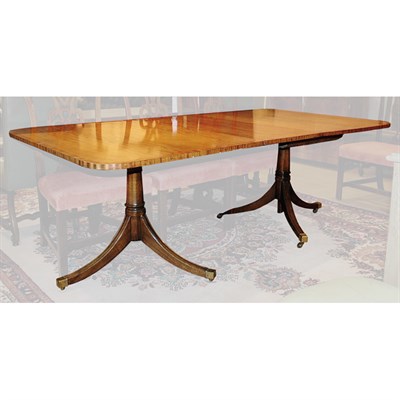 Lot 426 - Regency Style Banded Mahogany Double-Pedestal...