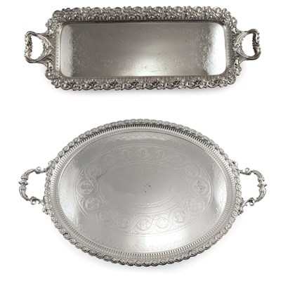 Lot 344 - Two Silver Plated English Rococo Style Trays...