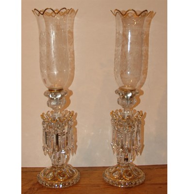 Lot 128 - Pair of Baccarat Gilt Decorated and Etched...