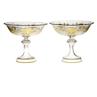Lot 109 - Pair of Continental Gilt and Engraved Glass...