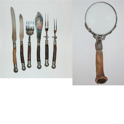 Lot 204 - Set of English Silver and Silver Plate Mounted...