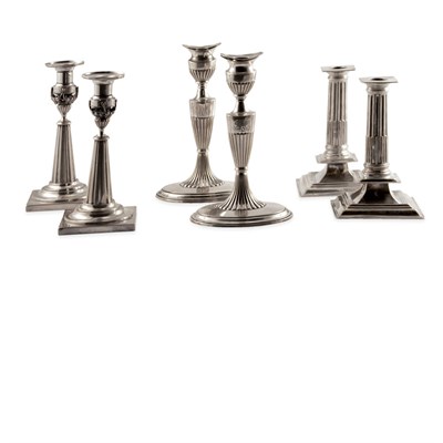 Lot 356 - Two Pairs of Continental Silver Candlesticks...