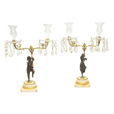 Lot 424 - Pair of Regency Gilt and Patinated-Bronze and...