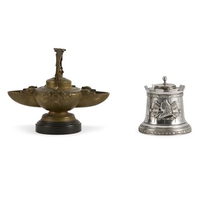 Lot 73 - Two Inkwells Comprising a gilt-bronze example,...