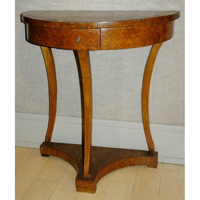 Lot 132 - Biedermeier Style Walnut Demilune Console...