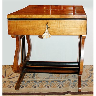 Lot 160 - Biedermeier Walnut Single Drawer Work Table...