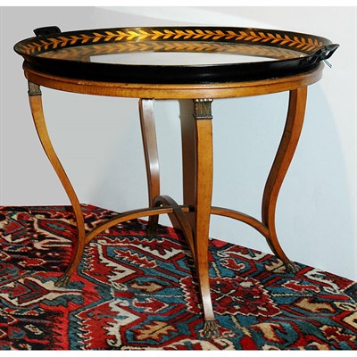 Lot 463 - Painted and Gilt Decorated Tole Tray on Stand...