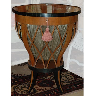 Lot 442 - Biedermeier Ebonized Wood and Mahogany Sewing...