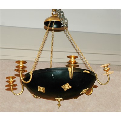 Lot 398 - Empire Style Gilt and Painted Metal Six-Light...