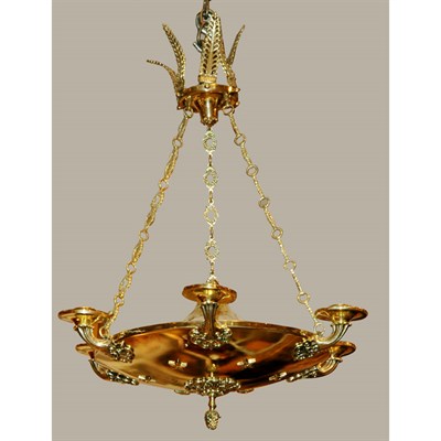 Lot 396 - Empire Style Gilt-Metal Six-Light Chandelier...