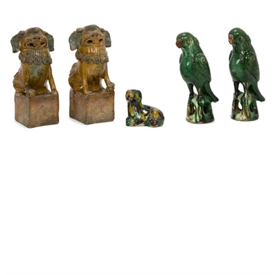 Lot 112 - Group of Five Chinese Glazed Pottery Figures...