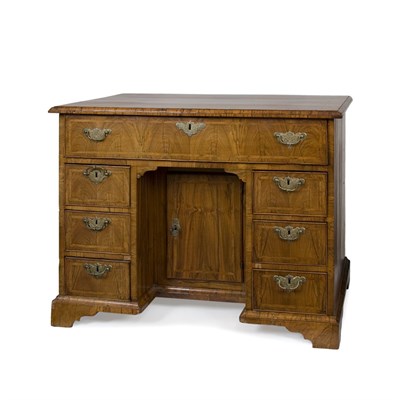 Lot 528 - George II Feather Banded Walnut Kneehole Desk...