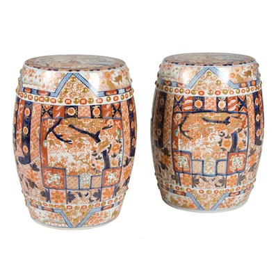 Lot 464 - Pair of Chinese Export Porcelain Garden Seats...