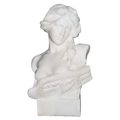 Lot 104 - Carved Marble Bust of Sappho In three-quarter...