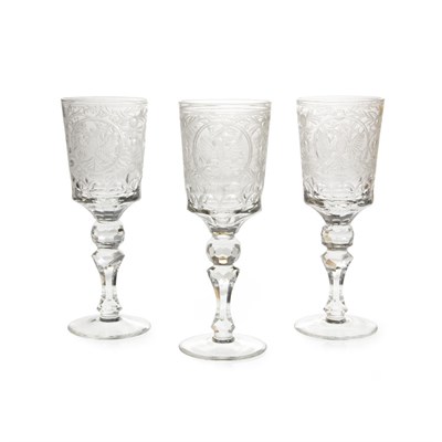 Lot 106 - Set of Thirteen Russian Cut and Wheel Engraved...