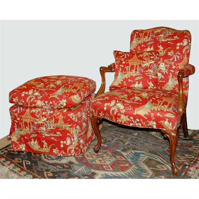 Lot 127 - Georgian Style Walnut Armchair; Together with...