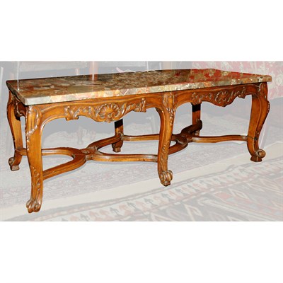 Lot 134 - Louis XV Style Marble Top Fruitwood Low Table...