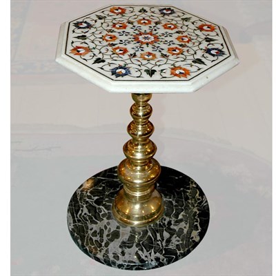 Lot 150 - Italian Brass and Marble Side Table Height 17...