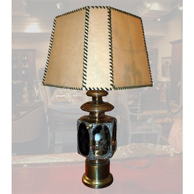 Lot 168 - Red, Blue and Colorless Glass Coach Light...