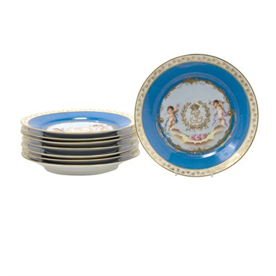 Lot 306 - Set of Eight Sevres Gilt Decorated Porcelain...