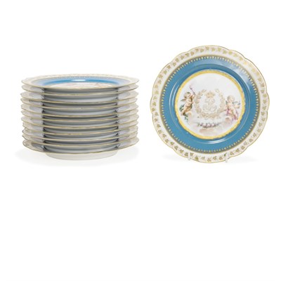Lot 308 - Set of Twelve Sevres Gilt Decorated Porcelain...
