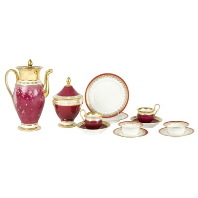 Lot 195 - French Magenta and Gilt Decorated Porcelain...