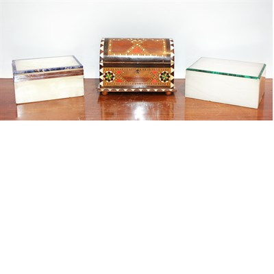 Lot 223 - Two Marble Dresser Boxes; Together with a...