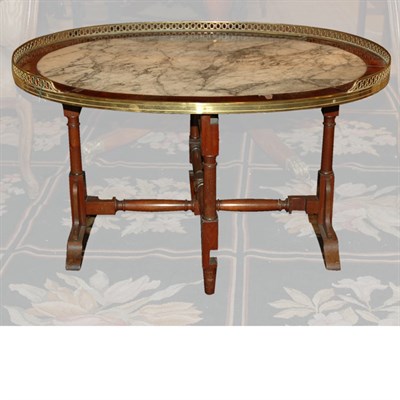 Lot 189 - Louis XVI Style Marble Top Mahogany Low Table...