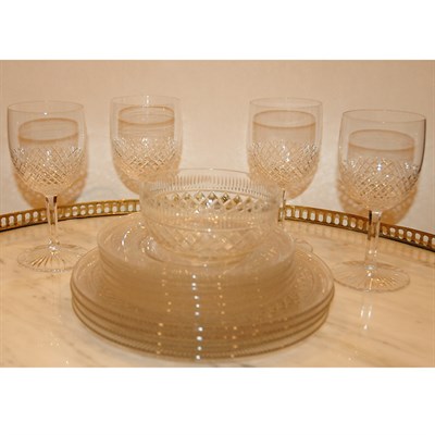 Lot 448 - Pressed Glass Basketweave Dessert Service...