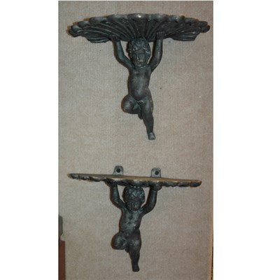 Lot 443 - Pair of Painted Composition Putti-Form...