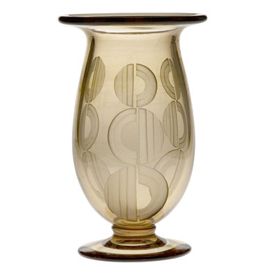 Lot 370 - Andre Delatte Acid Etched Glass Footed Vase...