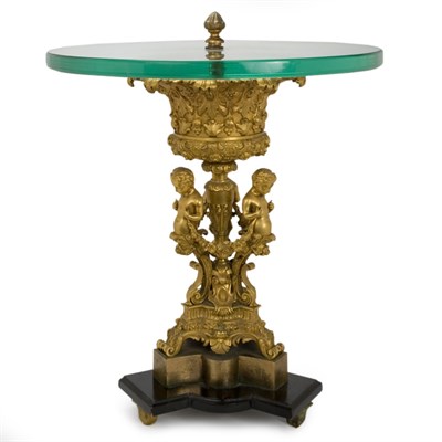 Lot 275 - Louis XVI Style Gilt-Bronze, Glass and Painted...