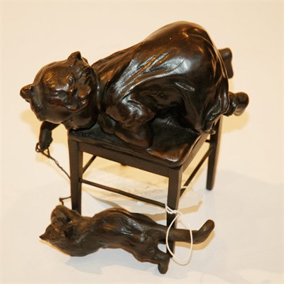 Lot 231A - Bronze Sculpture of Girl Playing with Cat...