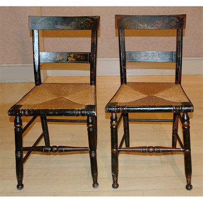 Lot 139 - Set of Six American Rush Seat Side Chairs