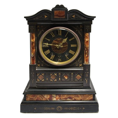 Lot 324 - Marble and Onyx Mantel Clock Retailed by...