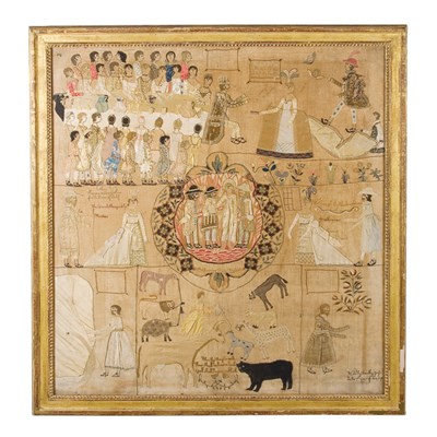 Lot 169 - English Silk Needlework and Applique Picture...