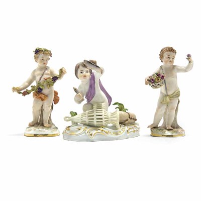 Lot 410 - Group of Three Meissen Porcelain Figures of...