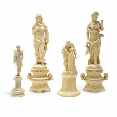 Lot 282 - Group of Four Continental Carved Ivory Figures...