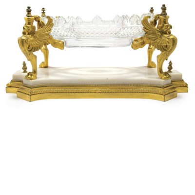 Lot 114 - Empire Style Gilt-Bronze, Cut Glass and Marble...