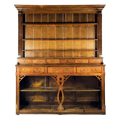 Lot 367 - Provincial George III Oak Welsh Dresser Third...