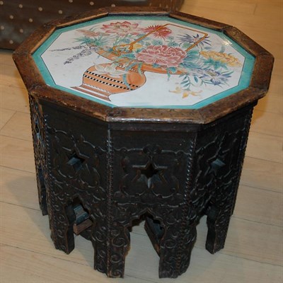 Lot 293 - Chinese Tile Top Carved Hardwood Stand Height...