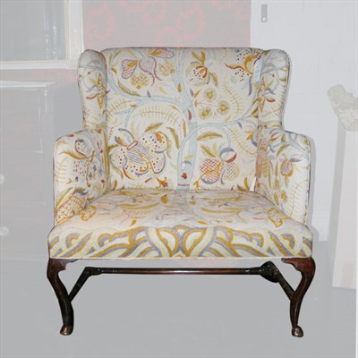 Lot 464 - George II Style Mahogany Crewel Embroidered...