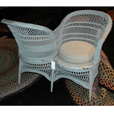 Lot 159 - White Painted Wicker Tete-a-Tete