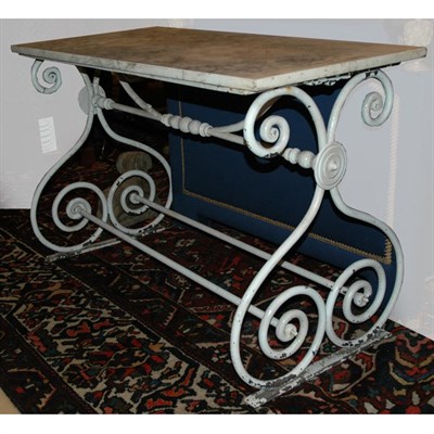 Lot 164 - Victorian Marble Top Painted Iron Table Height...
