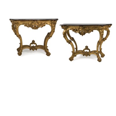 Lot 216 - Pair of Louis XV Style Parcel Gold Painted...
