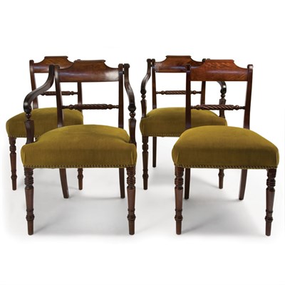 Lot 281 - Set of Eight Regency Style Carved Mahogany...