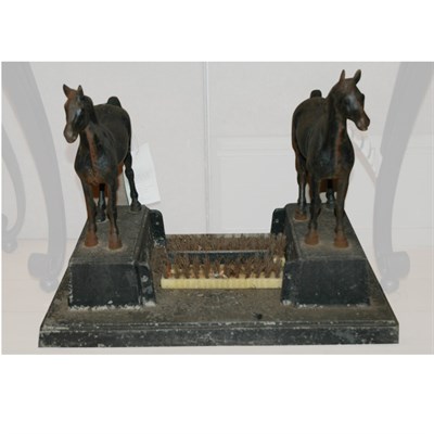 Lot 441 - Iron Boot Scrape with Horse-Form Finials...