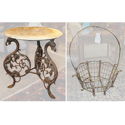 Lot 255 - Marble Top Painted Iron Table Height 30 inches,...