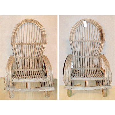 Lot 148 - Pair of Adirondack Style Twig Armchairs