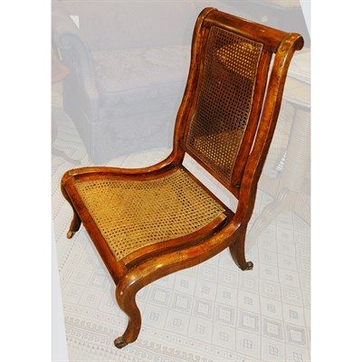 Lot 332 - Victorian Burl-Wood and Caned Chair